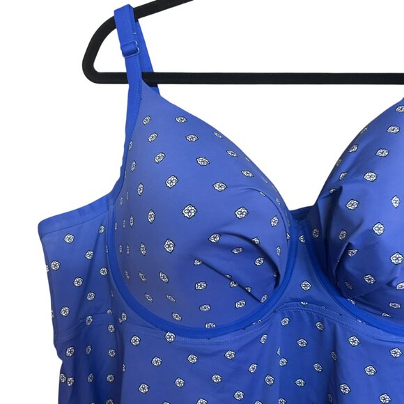 In Every Story Blue Underwire Padded Adjustable Strap Tankini Top Plus Size 5X - Picture 3 of 5